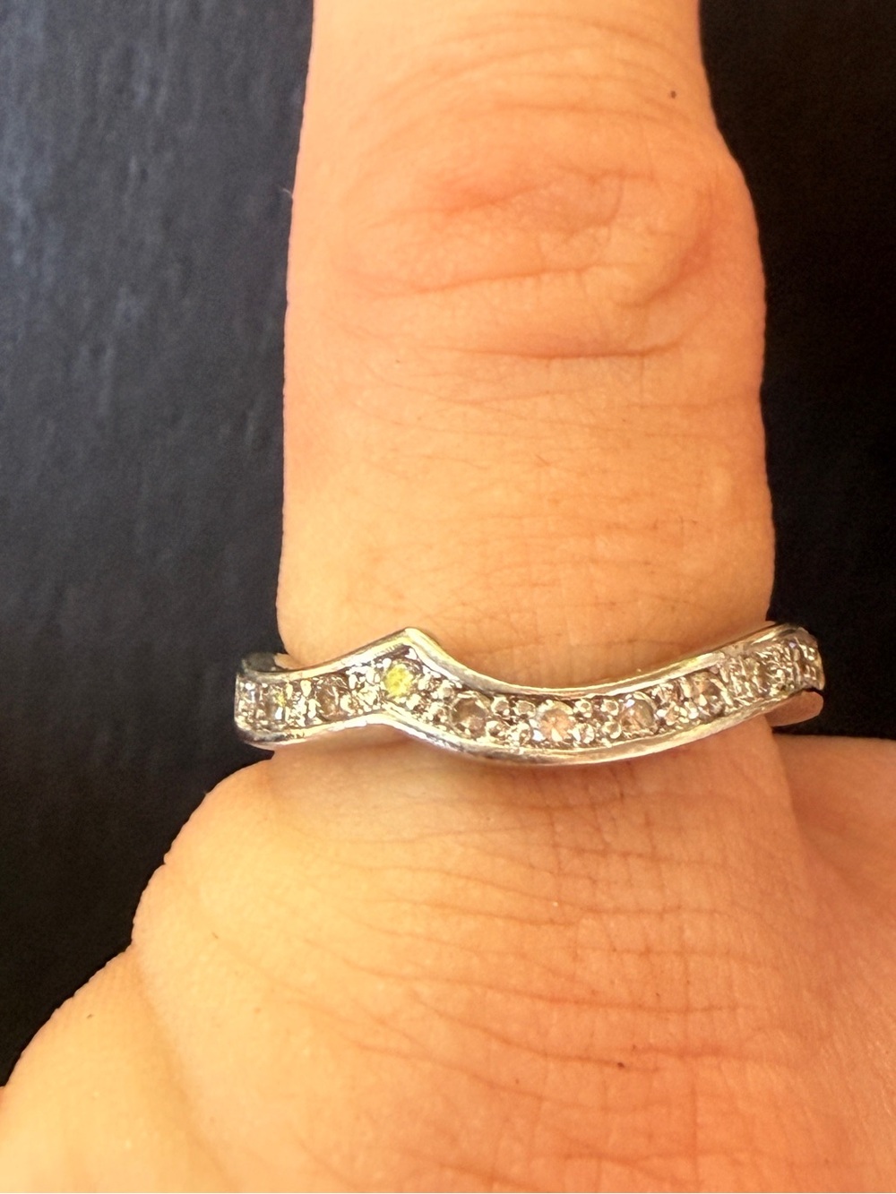 Sterling Silver Chevron Natural Diamond Ring Sz5